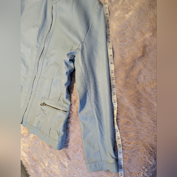 1973 Vintage Vera Pelle Sky Blue Leather Jacket - Medium/Large - Italian - Picture 7 of 16
